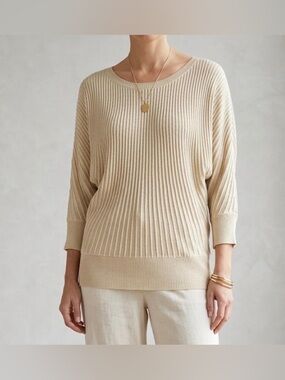 Charter Club Elegant Cream and Gold Lightweight Sweater